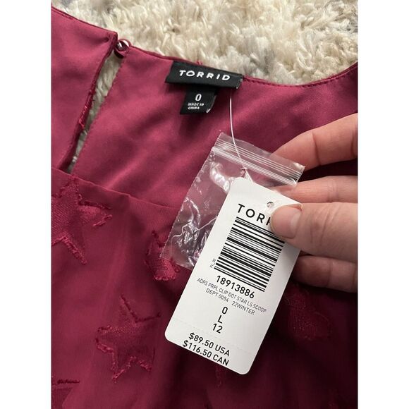 Torrid Midi Clip Dot Chiffon Tiered Dress Plus Size 0 L 12 #D13886 NWT - Picture 3 of 6